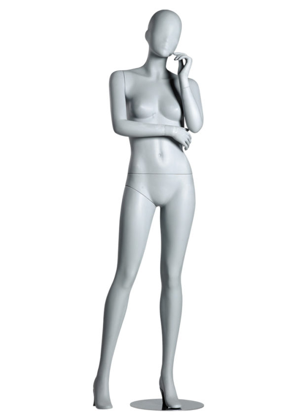 location mannequin vitrine femme tête stylisé blanc fibre de verre Lyon